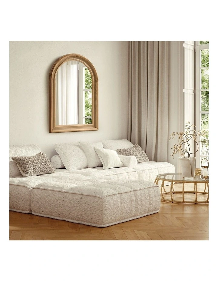 Oikiture 85x60cm Arched Wall Mirror Decorative Mirror Wide Frame Natural image 7