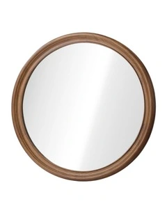 Oikiture 70cm Round Wall Mirror 3mm Thick Mirrors Wooden Frame Wide Edging