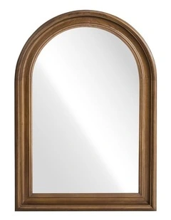 Oikiture 85x60cm Arched Wall Mirror Decorative Mirror Wide Frame Walnut