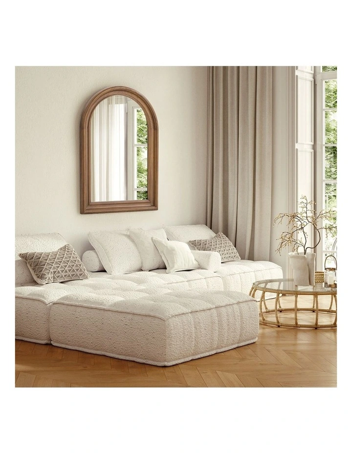 Oikiture 85x60cm Arched Wall Mirror Decorative Mirror Wide Frame Walnut image 7
