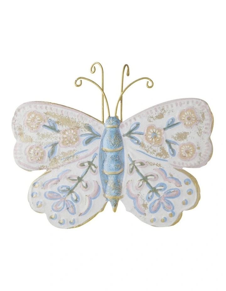 Willow & Silk Butterfly Wall Art Blue/White 25x21x7.5 cm image 1