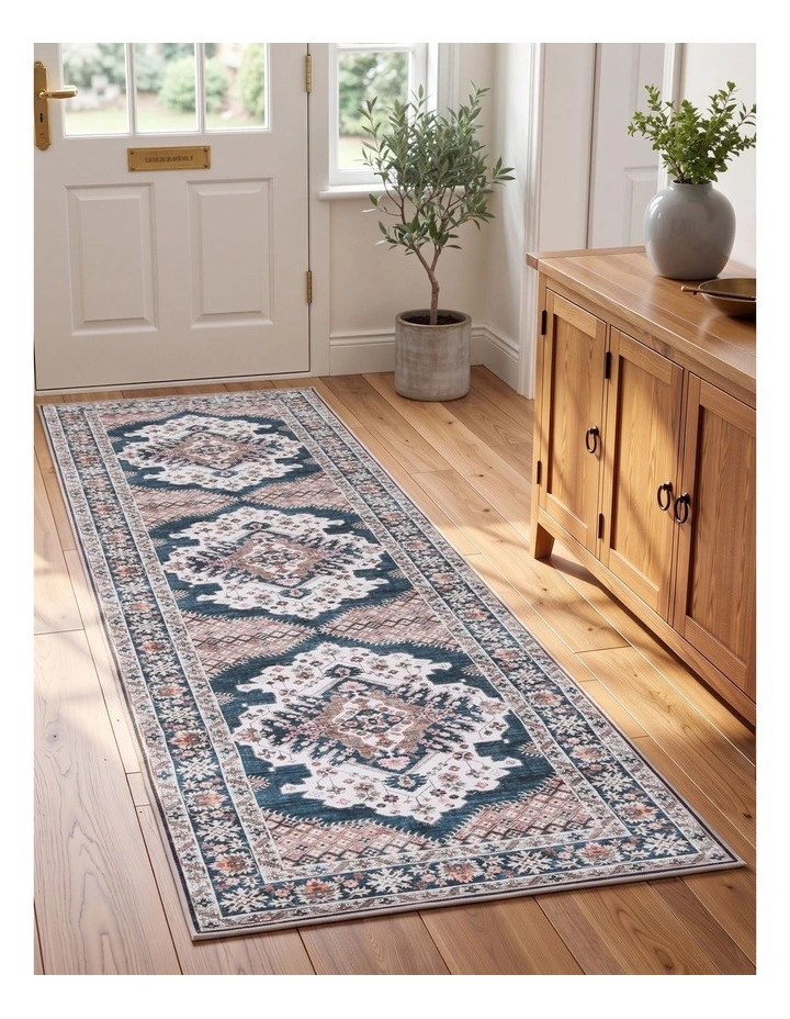 Artiss 80x300cm Washable Runner Rug Ultra-Thin Pet Friendly Bohemian Medallion Floor Carpet image 2