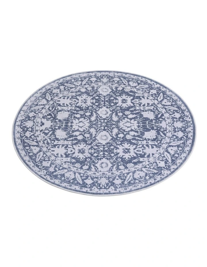 Artiss 120cm Round Rug Living Room Washable Non-Slip Vintage Carpet Polyester Nook Floor image 1