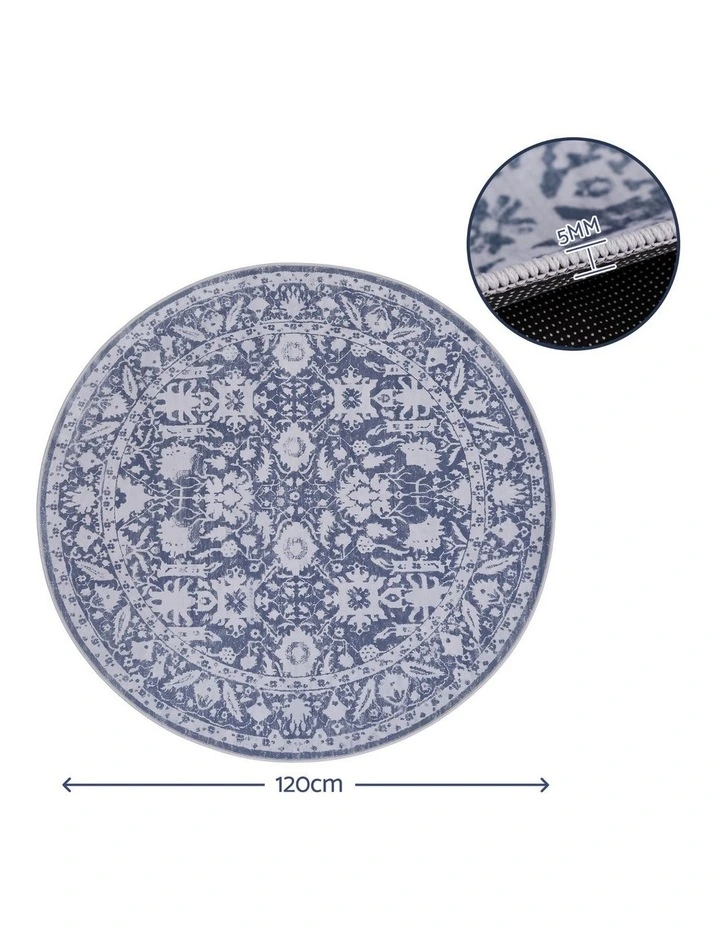 Artiss 120cm Round Rug Living Room Washable Non-Slip Vintage Carpet Polyester Nook Floor image 3