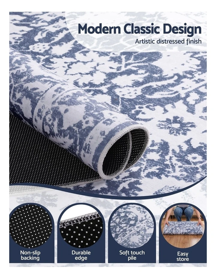 Artiss 120cm Round Rug Living Room Washable Non-Slip Vintage Carpet Polyester Nook Floor image 5