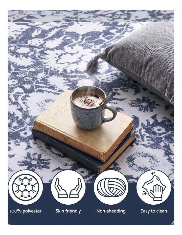 Artiss 120cm Round Rug Living Room Washable Non-Slip Vintage Carpet Polyester Nook Floor image 6