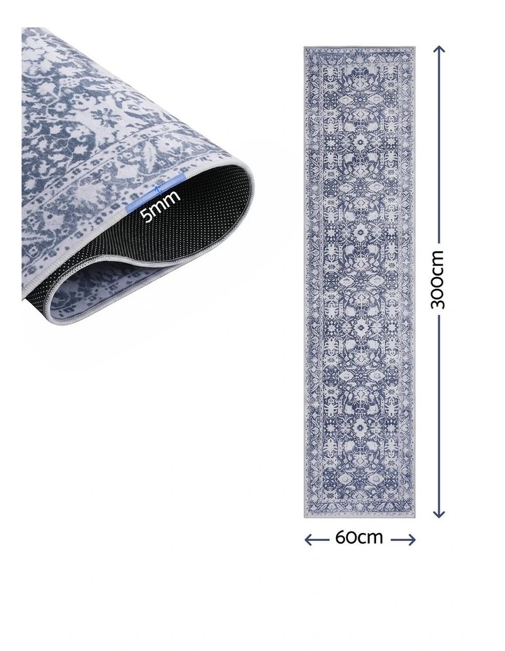 Artiss 60x300cm Runner Rug Hallway Dense Dot Non-Slip Robot Vacuum Friendly Vintage Carpet image 3