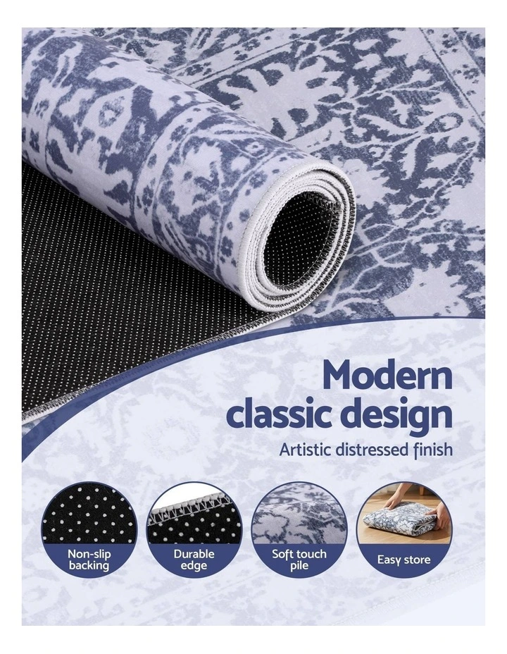Artiss 60x300cm Runner Rug Hallway Dense Dot Non-Slip Robot Vacuum Friendly Vintage Carpet image 5