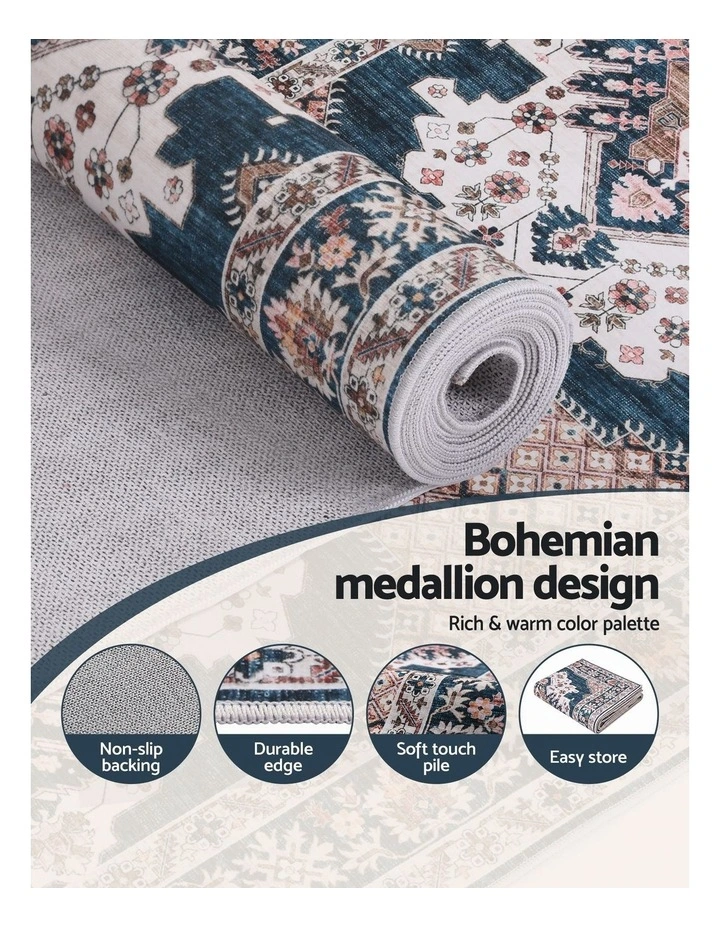 60x120cm Washable Runner Rug Ultra-Thin Pet Friendly Bohemian Medallion Floor Carpet image 5