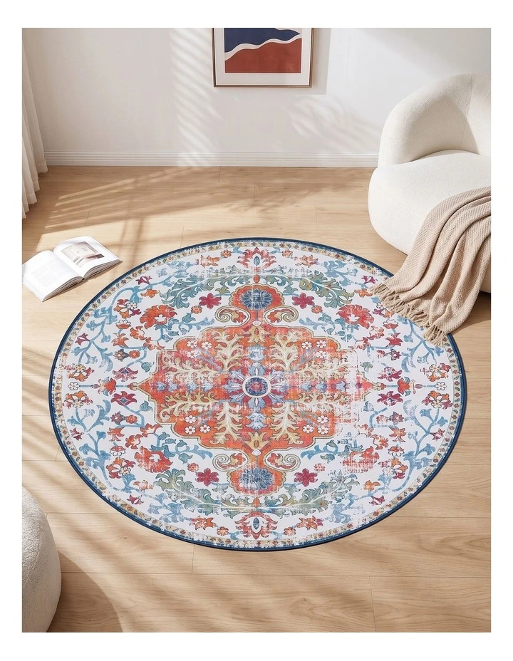 Artiss 120cm Round Rug Living Room Non-Slip 5mm Ultra Thin Washable Vintage Boho Carpet image 2