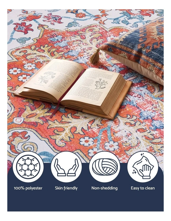 Artiss 120cm Round Rug Living Room Non-Slip 5mm Ultra Thin Washable Vintage Boho Carpet image 6