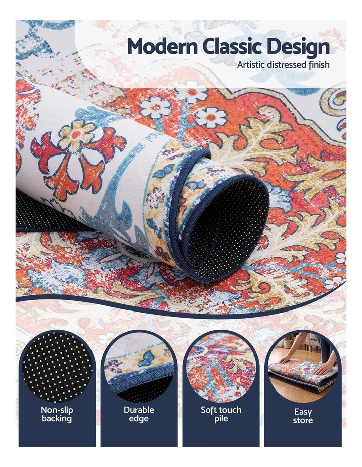 Artiss 160cm Round Rug Living Room Non-Slip 5mm Ultra Thin Washable Vintage Boho Carpet image 5