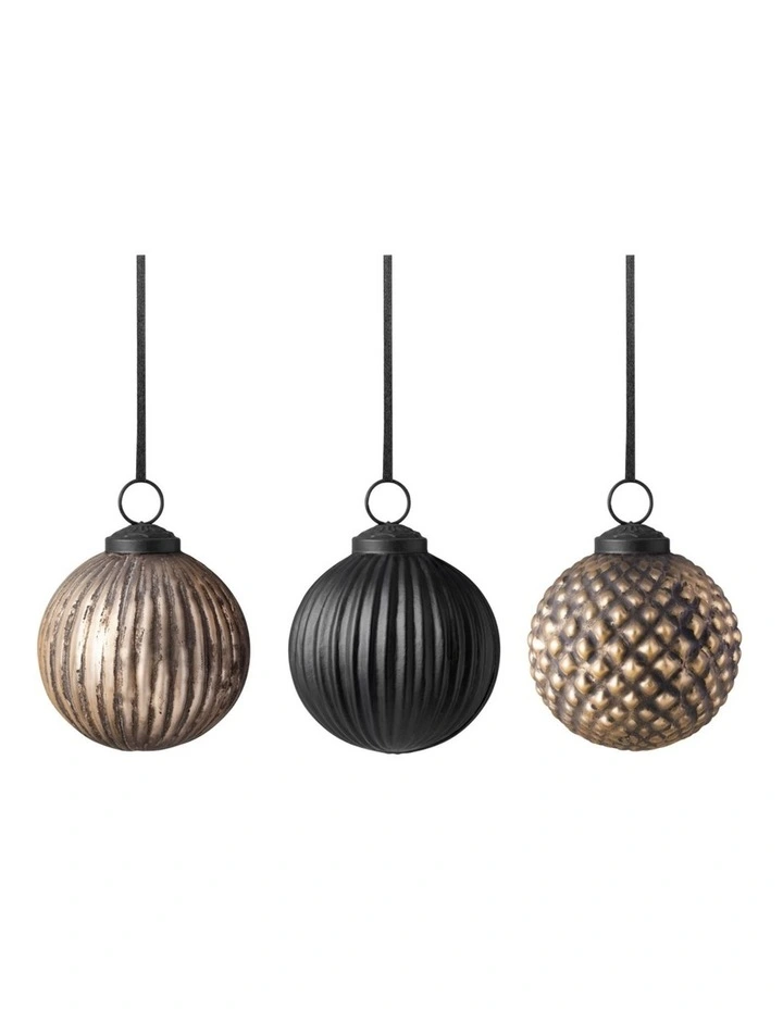 Christmas Chic Glass Baubles, 3 pcs image 1