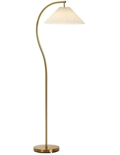Oikiture Floor Lamp Standing Lamp Pleated Shade Metal Reading Lamp Golden