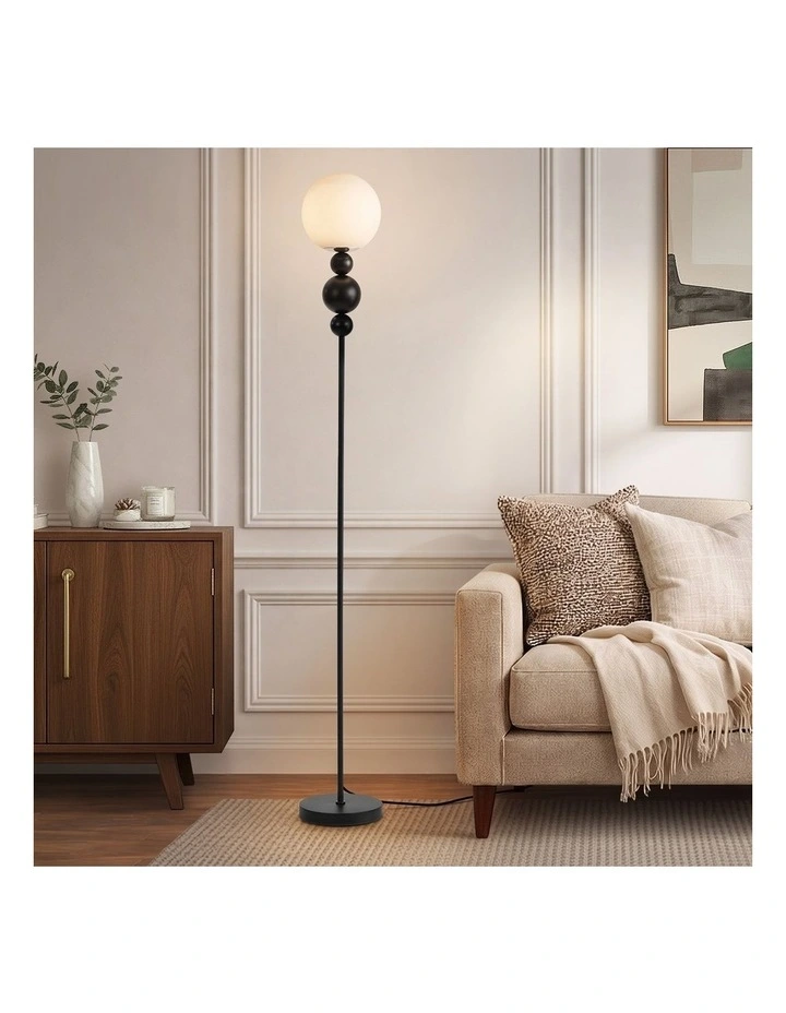 Oikiture Floor Lamp Standing Lamp Globe Shade Black Metal image 4