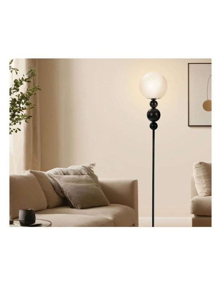 Oikiture Floor Lamp Standing Lamp Globe Shade Black Metal image 5