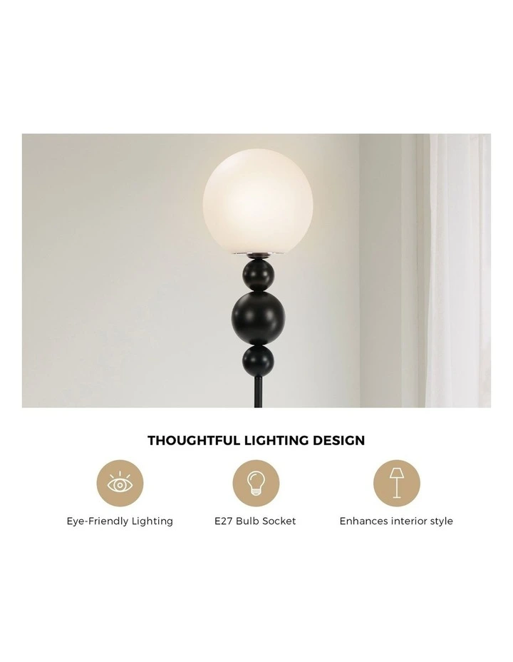 Oikiture Floor Lamp Standing Lamp Globe Shade Black Metal image 6