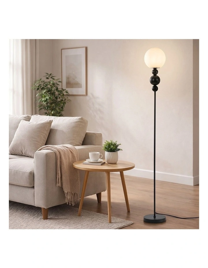 Oikiture Floor Lamp Standing Lamp Globe Shade Black Metal image 7