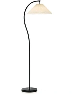 Oikiture Floor Lamp Standing Lamp Pleated Shade Metal Reading Lamp Black