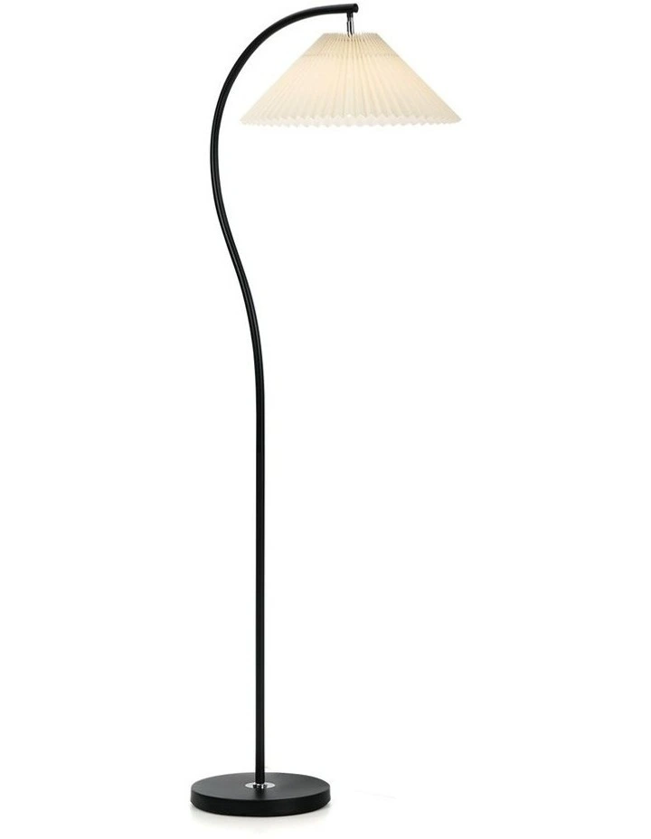 Oikiture Floor Lamp Standing Lamp Pleated Shade Metal Reading Lamp Black image 1