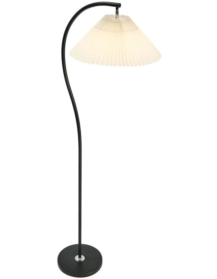 Oikiture Floor Lamp Standing Lamp Pleated Shade Metal Reading Lamp Black image 2