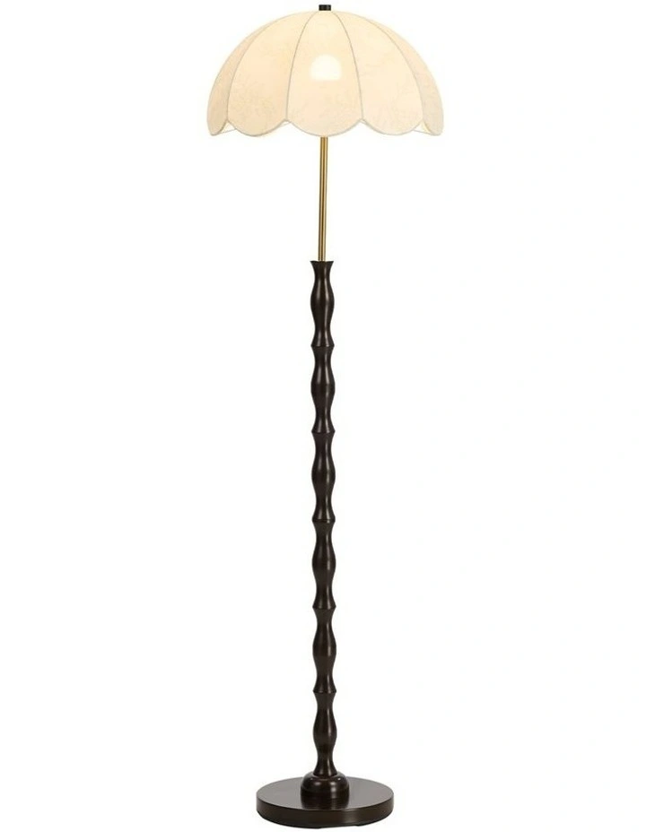 Oikiture Metal Floor lamps Freestanding Reading Lamp Fabric Shade Vintage image 1