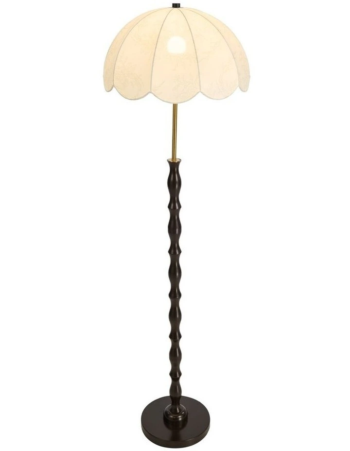 Oikiture Metal Floor lamps Freestanding Reading Lamp Fabric Shade Vintage image 2