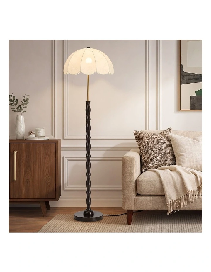 Oikiture Metal Floor lamps Freestanding Reading Lamp Fabric Shade Vintage image 4