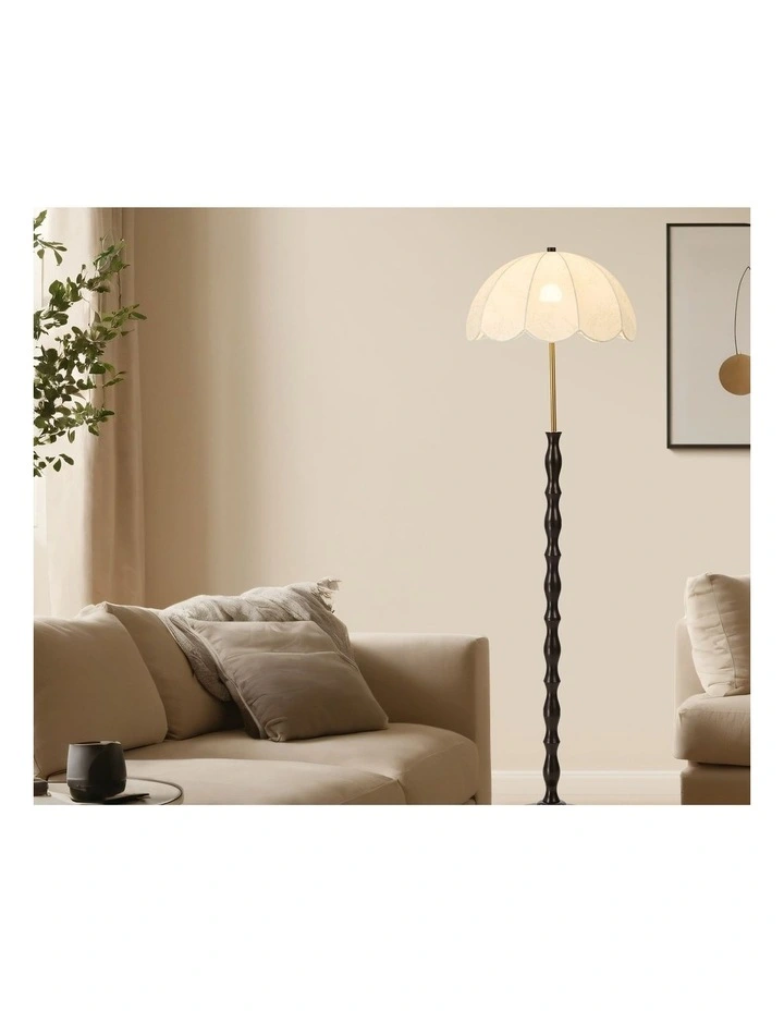 Oikiture Metal Floor lamps Freestanding Reading Lamp Fabric Shade Vintage image 5