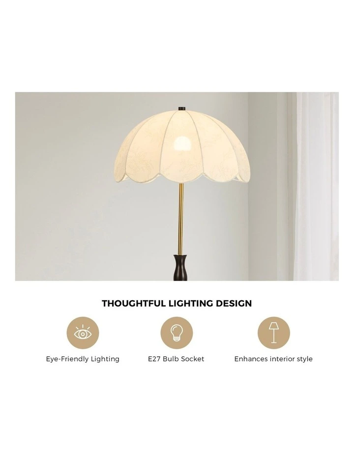 Oikiture Metal Floor lamps Freestanding Reading Lamp Fabric Shade Vintage image 6