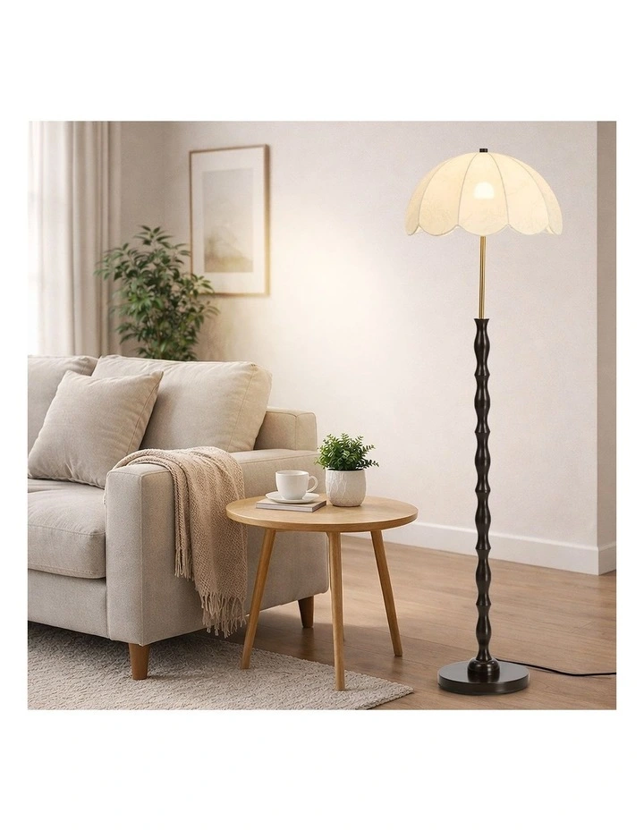 Oikiture Metal Floor lamps Freestanding Reading Lamp Fabric Shade Vintage image 7