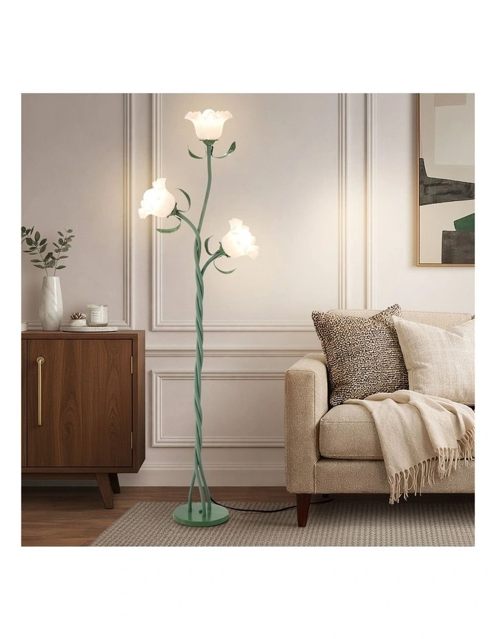Oikiture 3-light Floor Lamps Freestanding Metal Lamp Acrylic Shade image 4