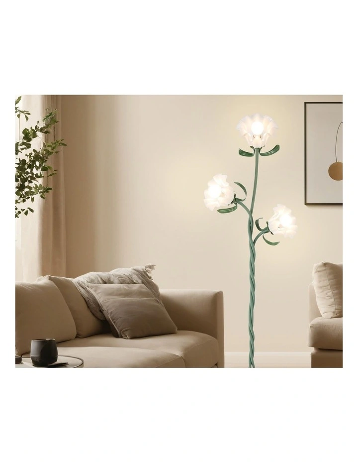 Oikiture 3-light Floor Lamps Freestanding Metal Lamp Acrylic Shade image 5