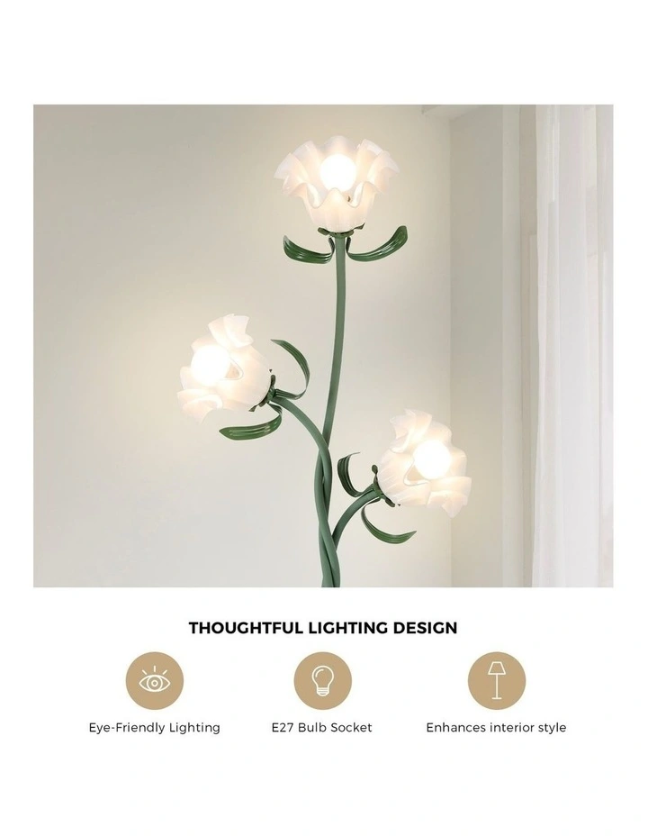 Oikiture 3-light Floor Lamps Freestanding Metal Lamp Acrylic Shade image 6