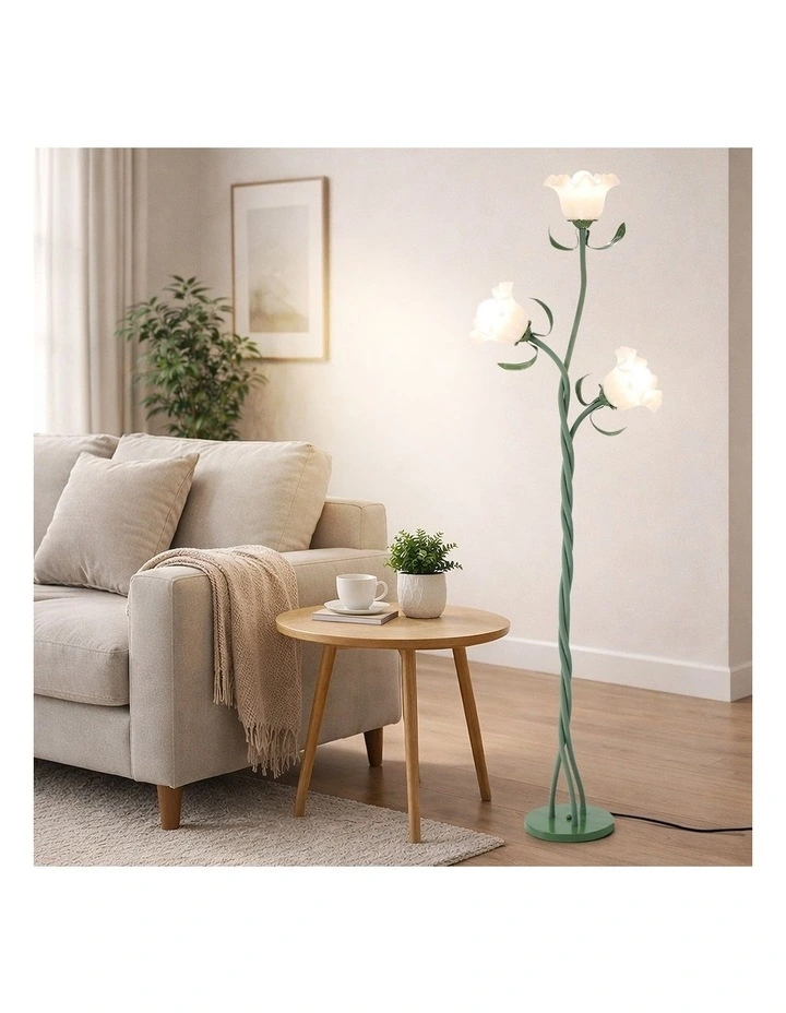 Oikiture 3-light Floor Lamps Freestanding Metal Lamp Acrylic Shade image 7