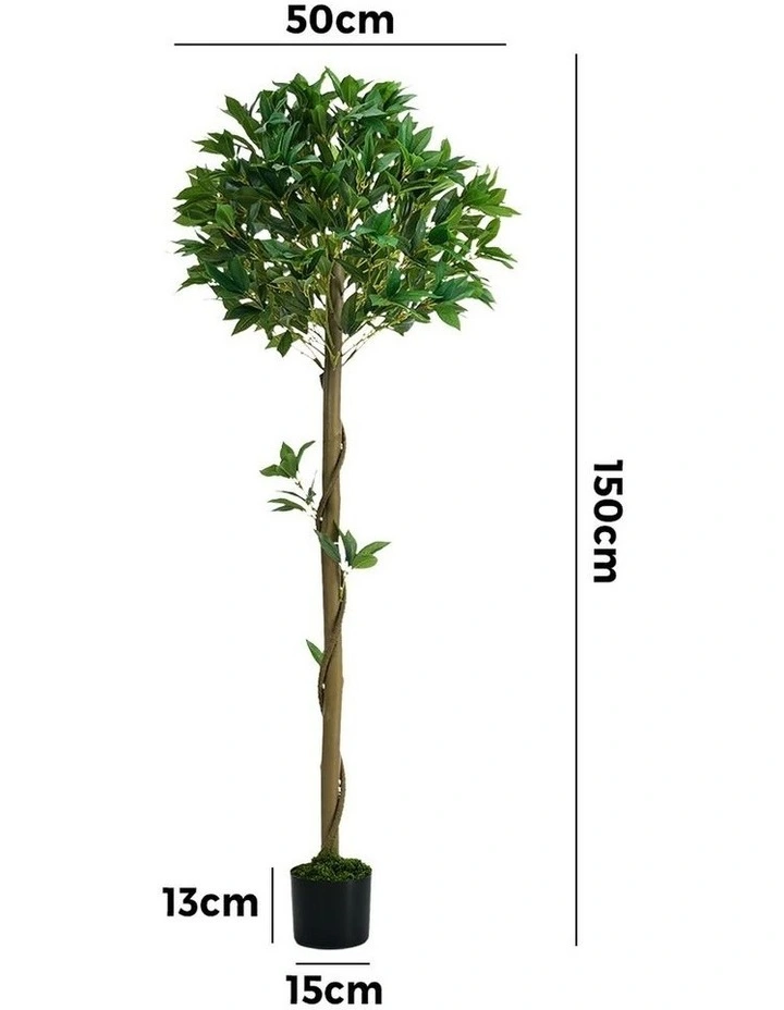 Livsip 150cm Artificial Bay Tree Realistic Potted Laurel Ball Topiary Faux Plant image 3