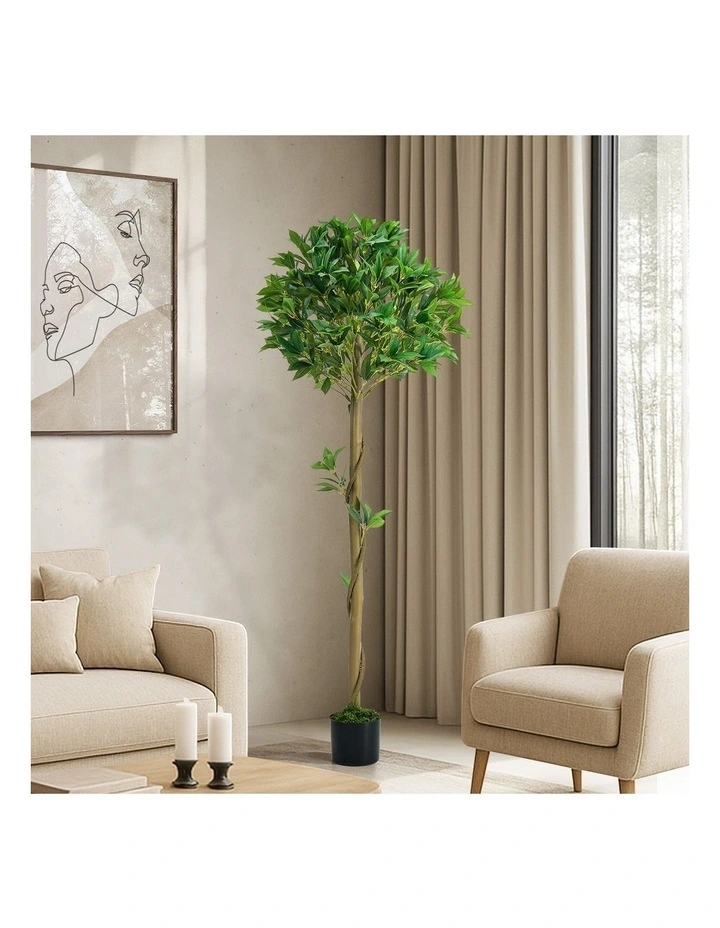 Livsip 150cm Artificial Bay Tree Realistic Potted Laurel Ball Topiary Faux Plant image 4