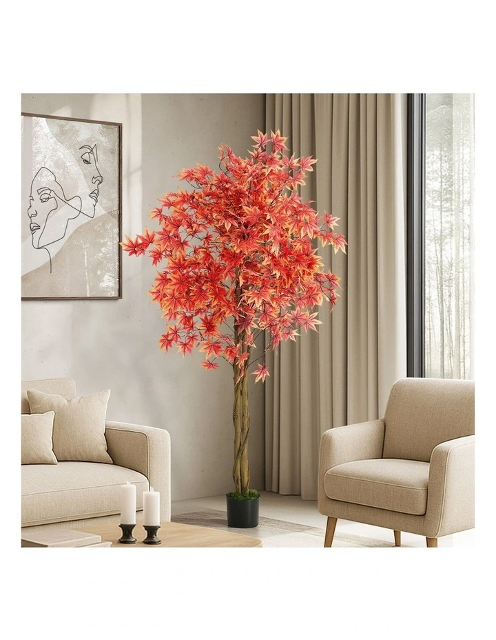 Livsip 180cm Artificial Red Maple Tree Realistic Potted Faux Plant image 4