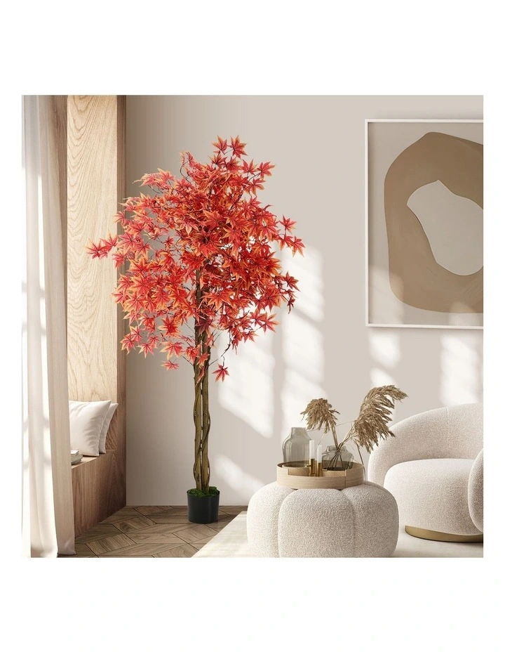 Livsip 180cm Artificial Red Maple Tree Realistic Potted Faux Plant image 5
