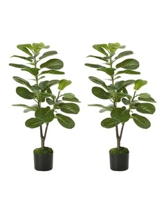 Livsip 2 Pack 95cm Artificial Fiddle Leaf Fig Tree Potted Faux Plant