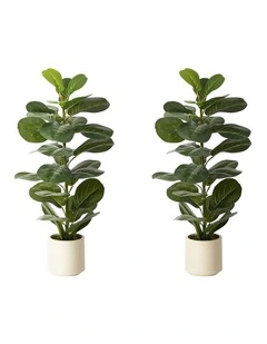 Livsip 2 Pack 90cm Artificial Fiddle Leaf Fig Tree Potted Faux Plant