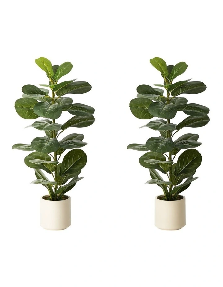 Livsip 2 Pack 90cm Artificial Fiddle Leaf Fig Tree Potted Faux Plant image 1