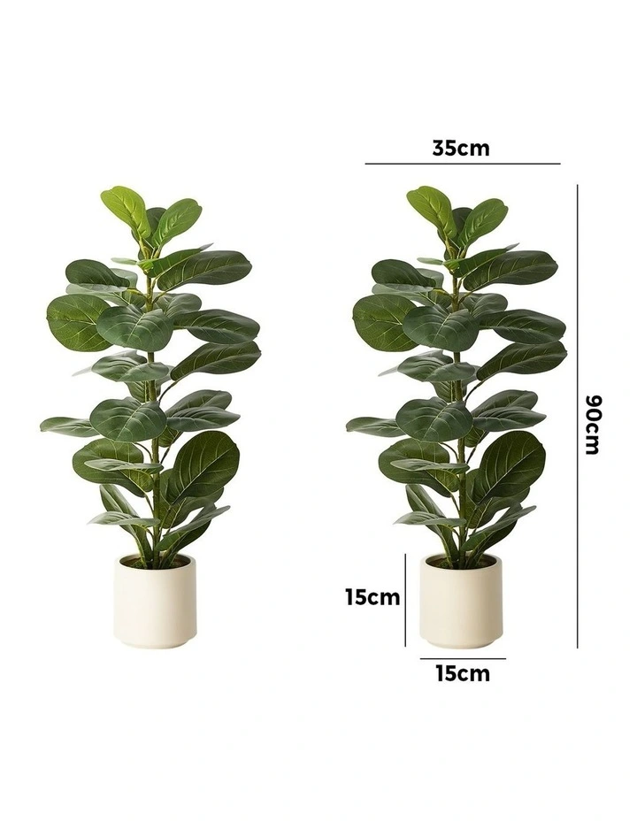 Livsip 2 Pack 90cm Artificial Fiddle Leaf Fig Tree Potted Faux Plant image 3