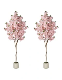 Livsip 2 Pack Artificial Cherry Blossom Tree 180cm Lifelike Potted Faux Plants