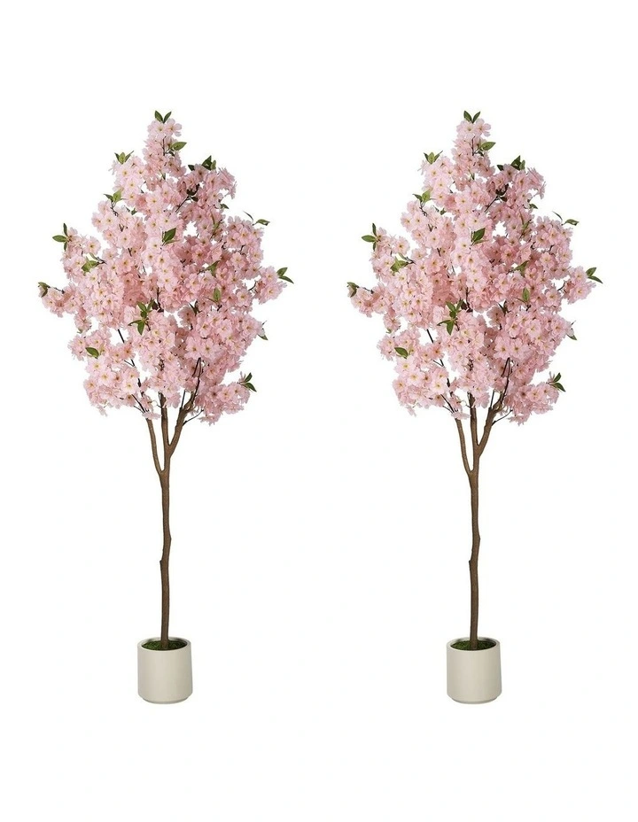 Livsip 2 Pack Artificial Cherry Blossom Tree 180cm Lifelike Potted Faux Plants image 1