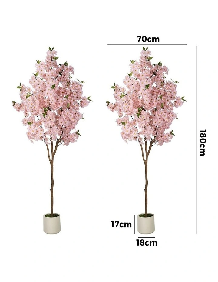 Livsip 2 Pack Artificial Cherry Blossom Tree 180cm Lifelike Potted Faux Plants image 3