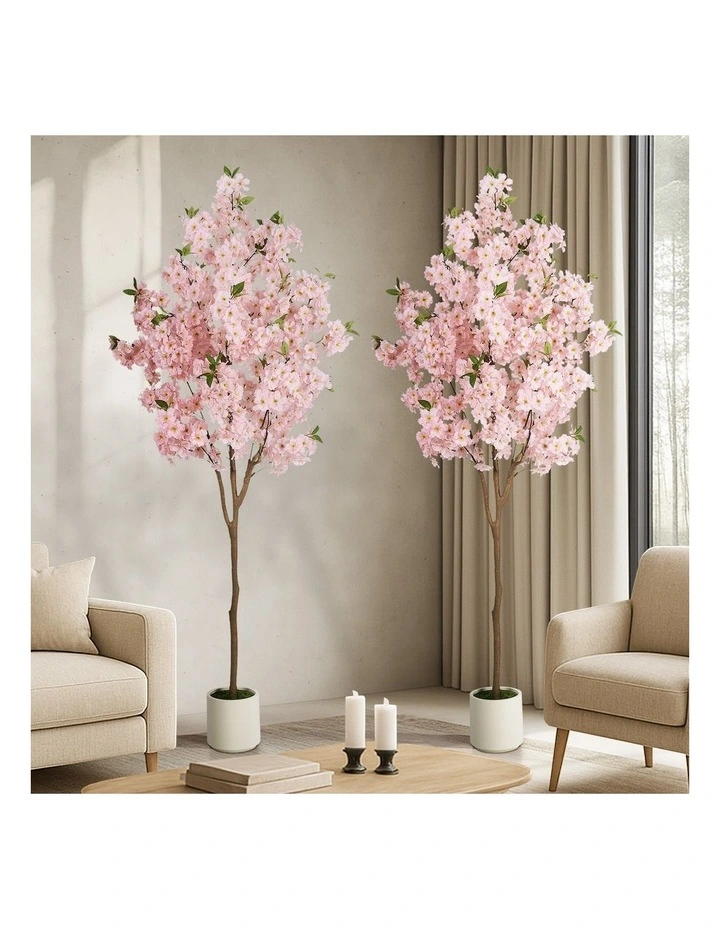 Livsip 2 Pack Artificial Cherry Blossom Tree 180cm Lifelike Potted Faux Plants image 4