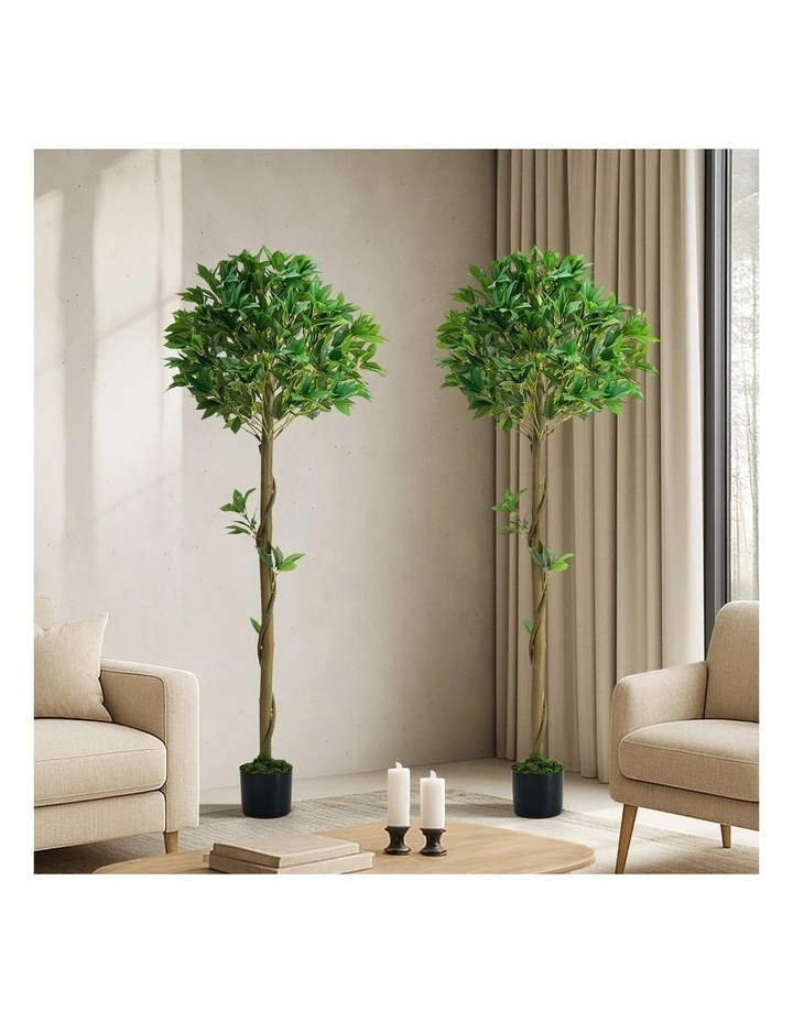 Livsip 2 Pack Artificial Bay Tree Potted Laurel Ball Topiary Faux Plant 150cm image 4