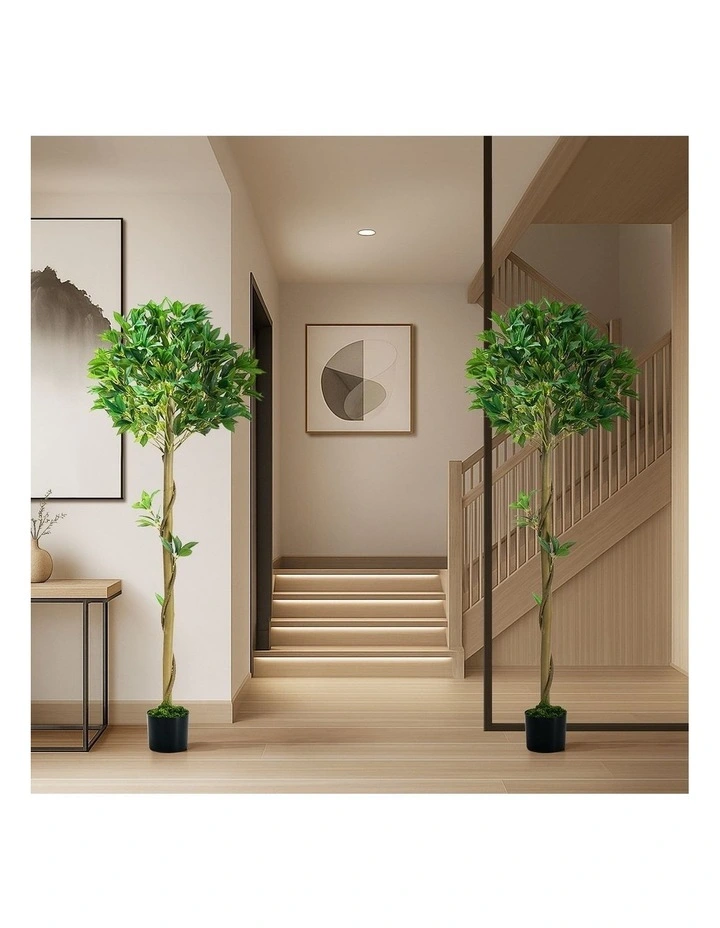 Livsip 2 Pack Artificial Bay Tree Potted Laurel Ball Topiary Faux Plant 150cm image 7