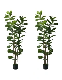 Livsip 2PCS Artificial Fiddle Leaf Fig Tree 180cm Lifelike Faux Potted Plants